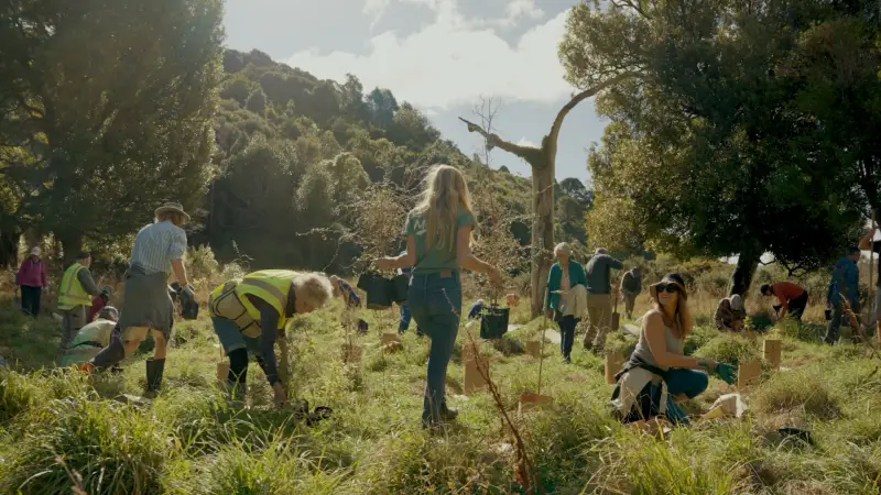 A community group gathered on the farm